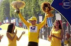 Lance Armstrong on the podium after winning